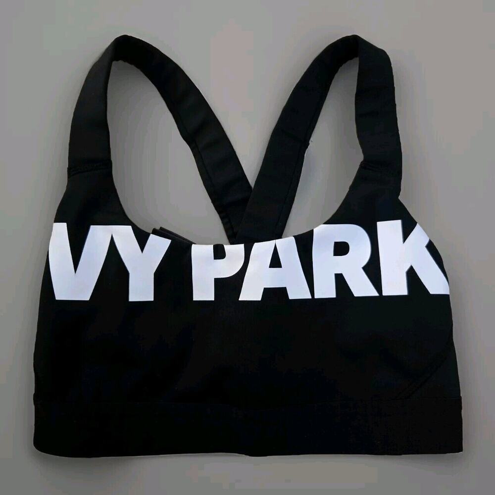 Ivy Park Sports Bra Womens Mesh Racer Back Logo Breathable Black S